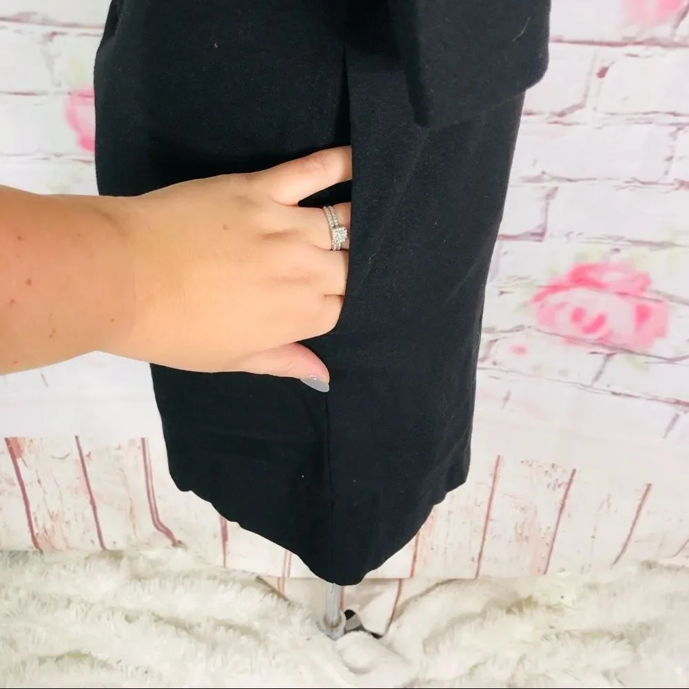 Kate spade 3/4 sleeve black side ruffle dress